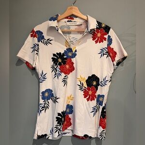 Floral contemporaine short sleeve polo shirt - size M